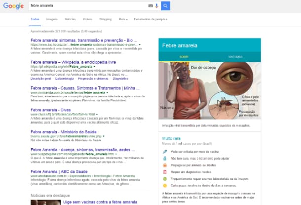 Buscar doen as no Google traz caixa com informa  es - 80