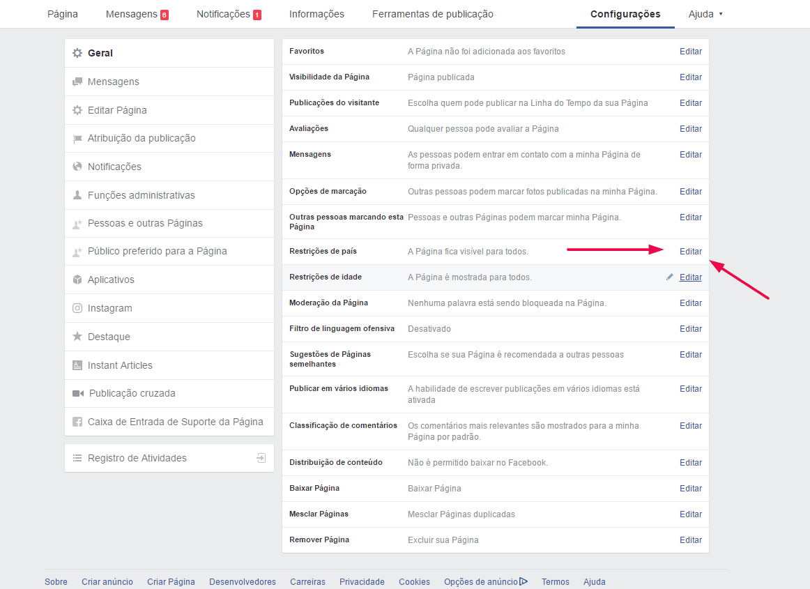 Como restringir pa ses na fan page do Facebook - 10