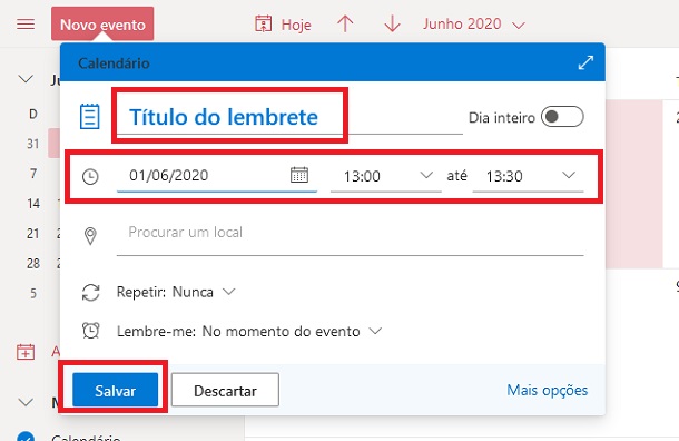 Como adicionar lembretes no Outlook - 27